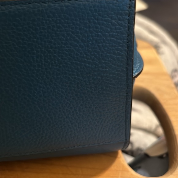 Coach blue mini handbag—new without tags—no issues—pebble leather—10”x9” - Picture 8 of 11